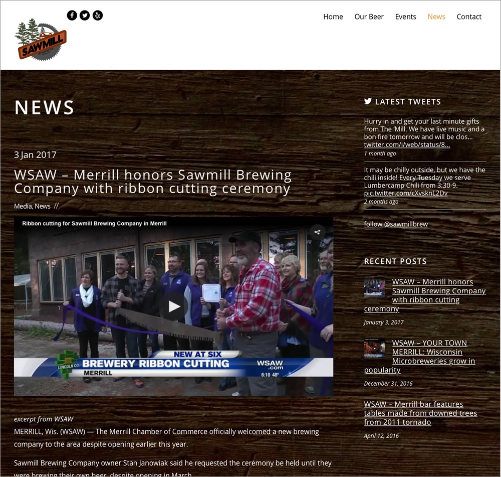 Sawmill Brewing Co. News